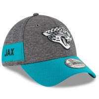 Men's Jacksonville Jaguars New Era Heather Gray/Teal 2018 NFL Sideline Home Graphite 39THIRTY Flex Hat 3058322